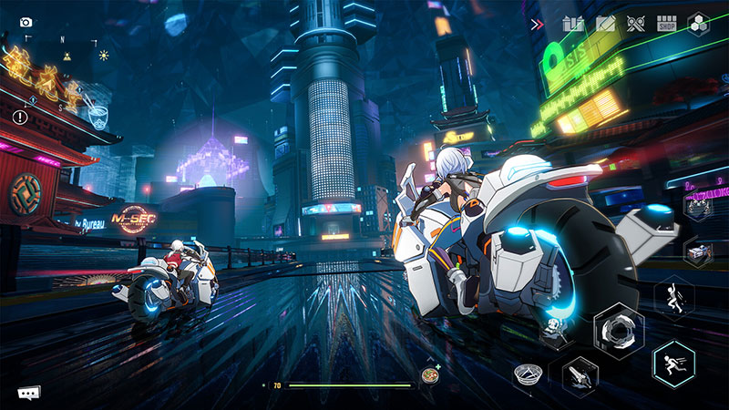 Tower of Fantasy（幻塔）　SF的な乗り物で仲間と移動するスクリーンショット