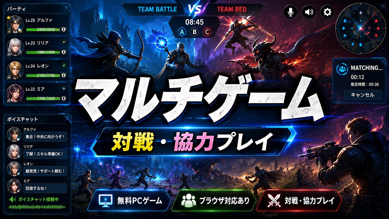 マルチゲームおすすめ｜対戦・協力で遊べる無料PC・ブラウザゲーム特集