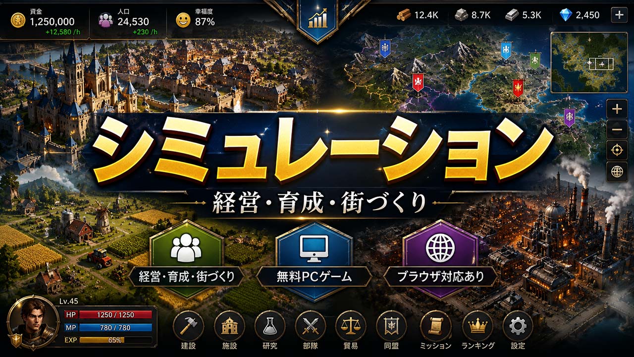 シミュレーションゲームおすすめ｜無料で遊べるPC・ブラウザゲームまとめ【経営・育成・街づくり】