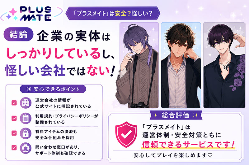 プラスメイト(PLUSMATE) 安全かどうかの結論紹介イメージ