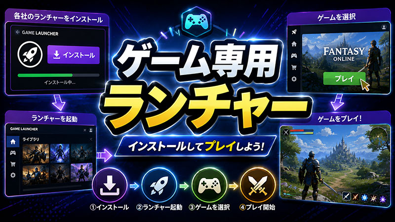 各社が提供している『ゲーム専用ランチャー』をインストールしてプレイする方法紹介イメージ